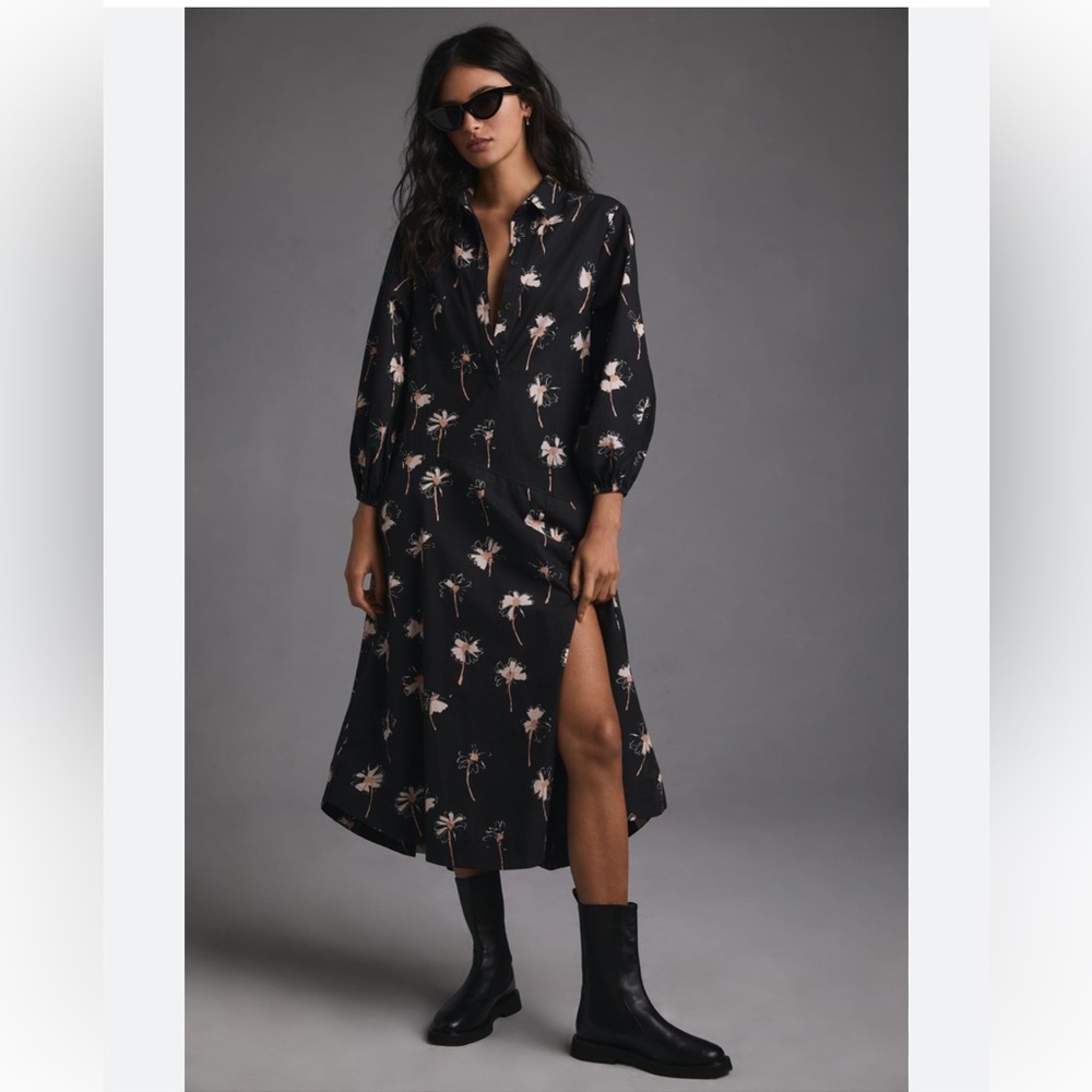 Anthropologie Maeve Button-Front Asymmetrical Dress NWT